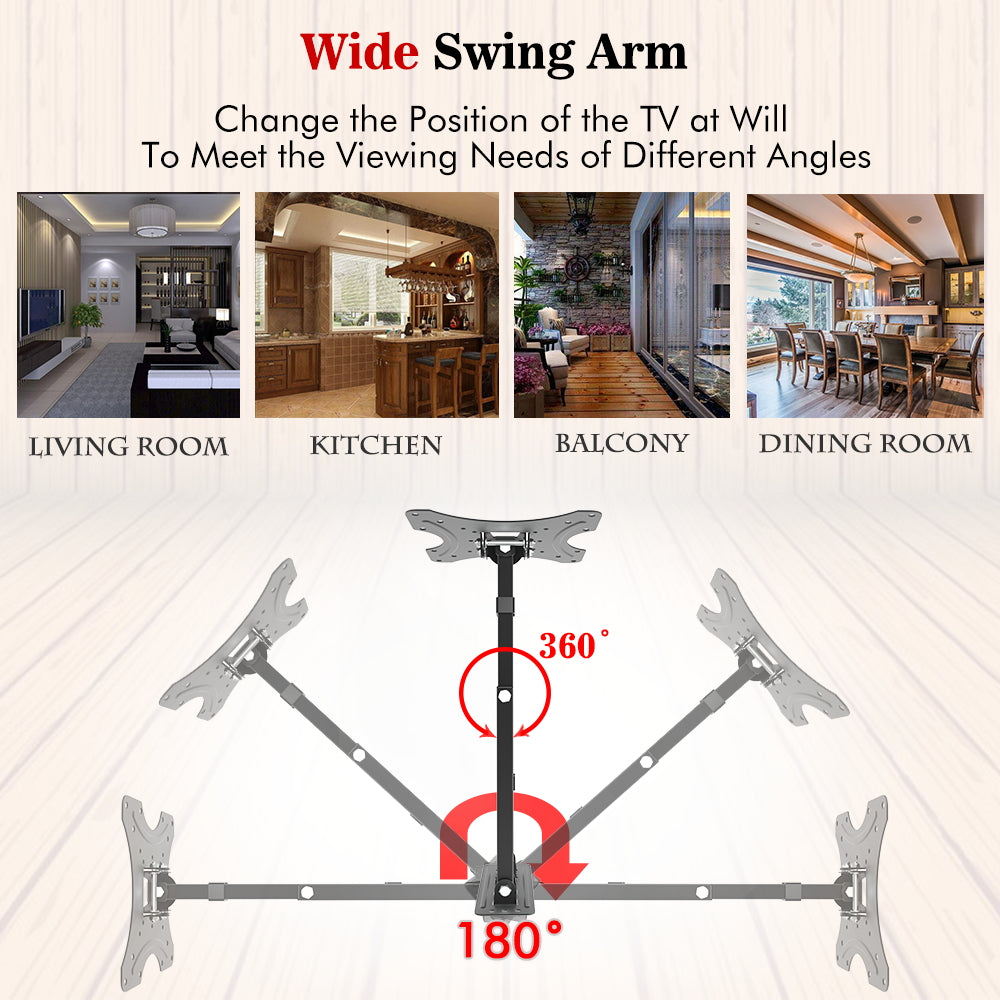 Adjustable Wall Mount Bracket Rotatable TV Stand TMX200 with Spirit Level LEADZM 26-50"