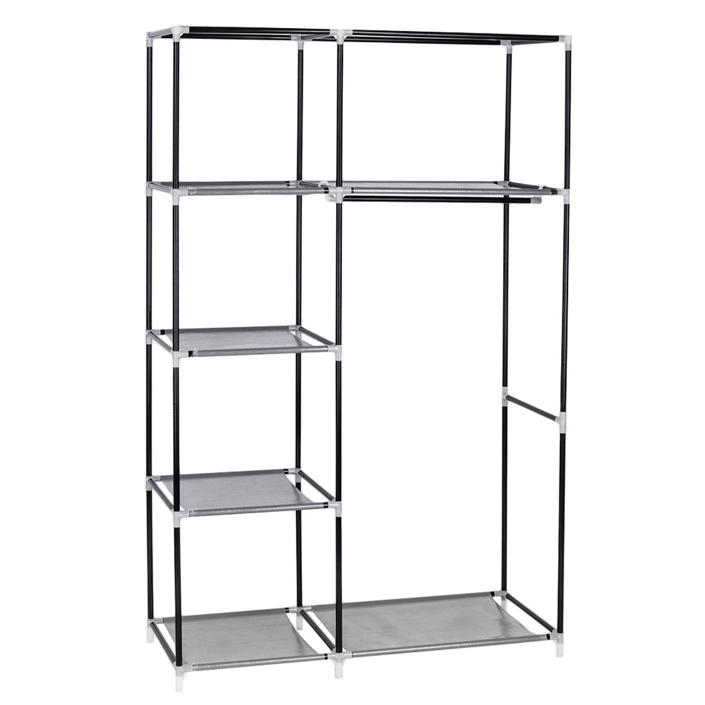 Portable Wardrobe : 64" Closet Organizer with Shelves (Gray)