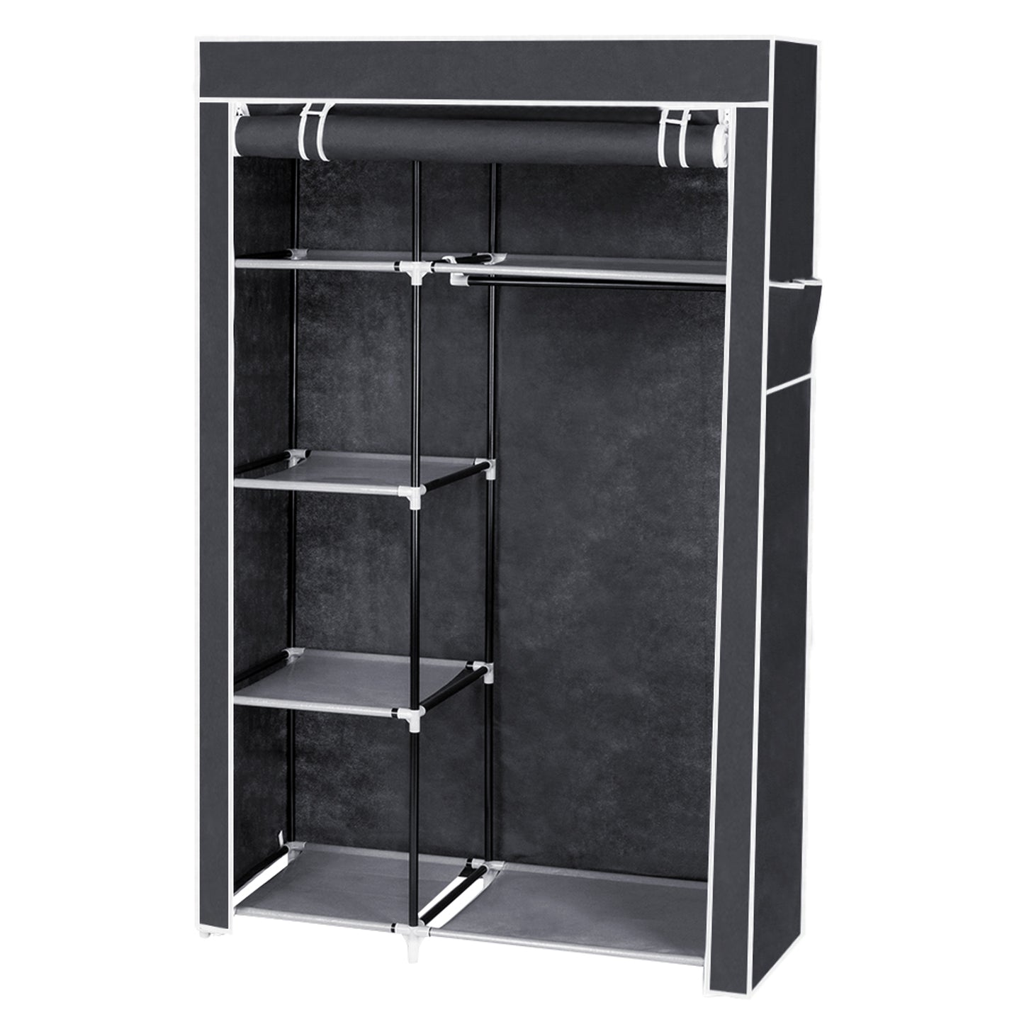 Portable Wardrobe : 64" Closet Organizer with Shelves (Gray)