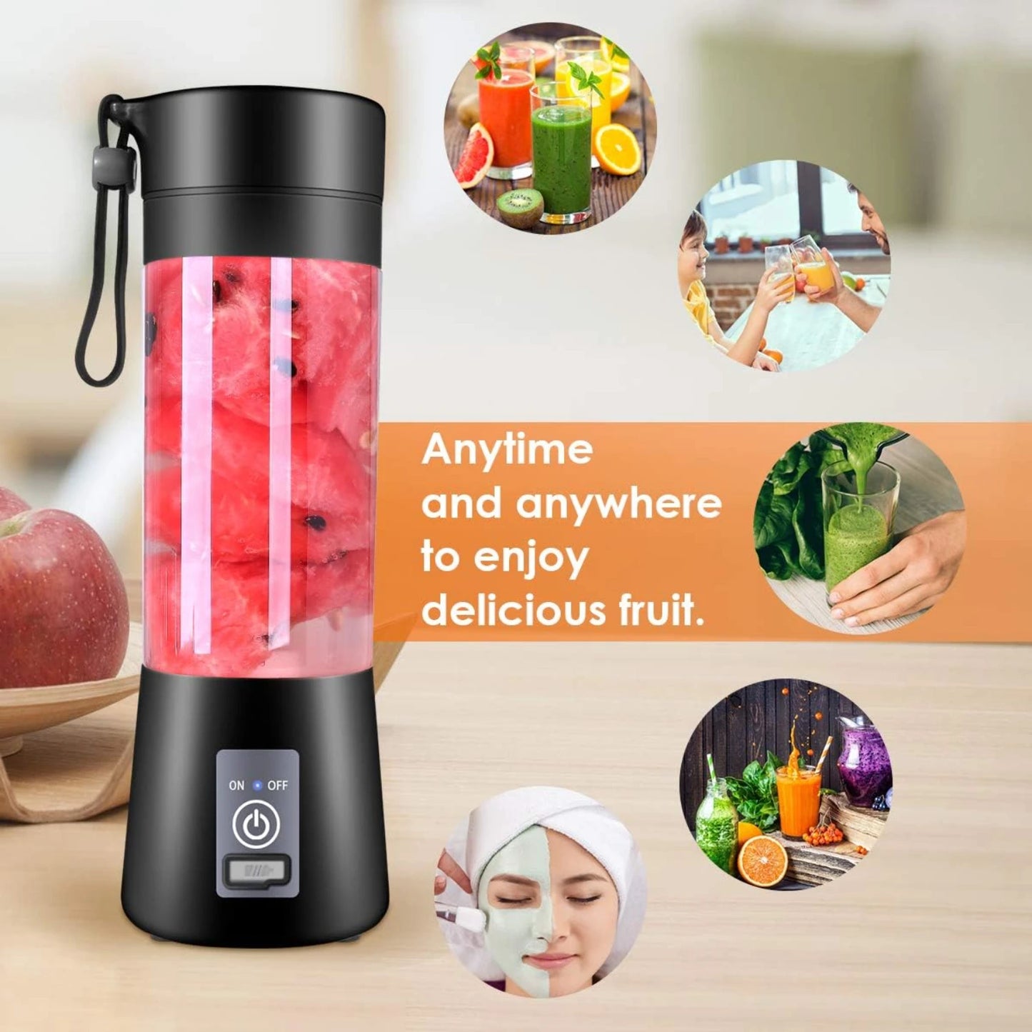 On-the-Go Blender – 380ml USB Rechargeable Smoothie & Juice Maker