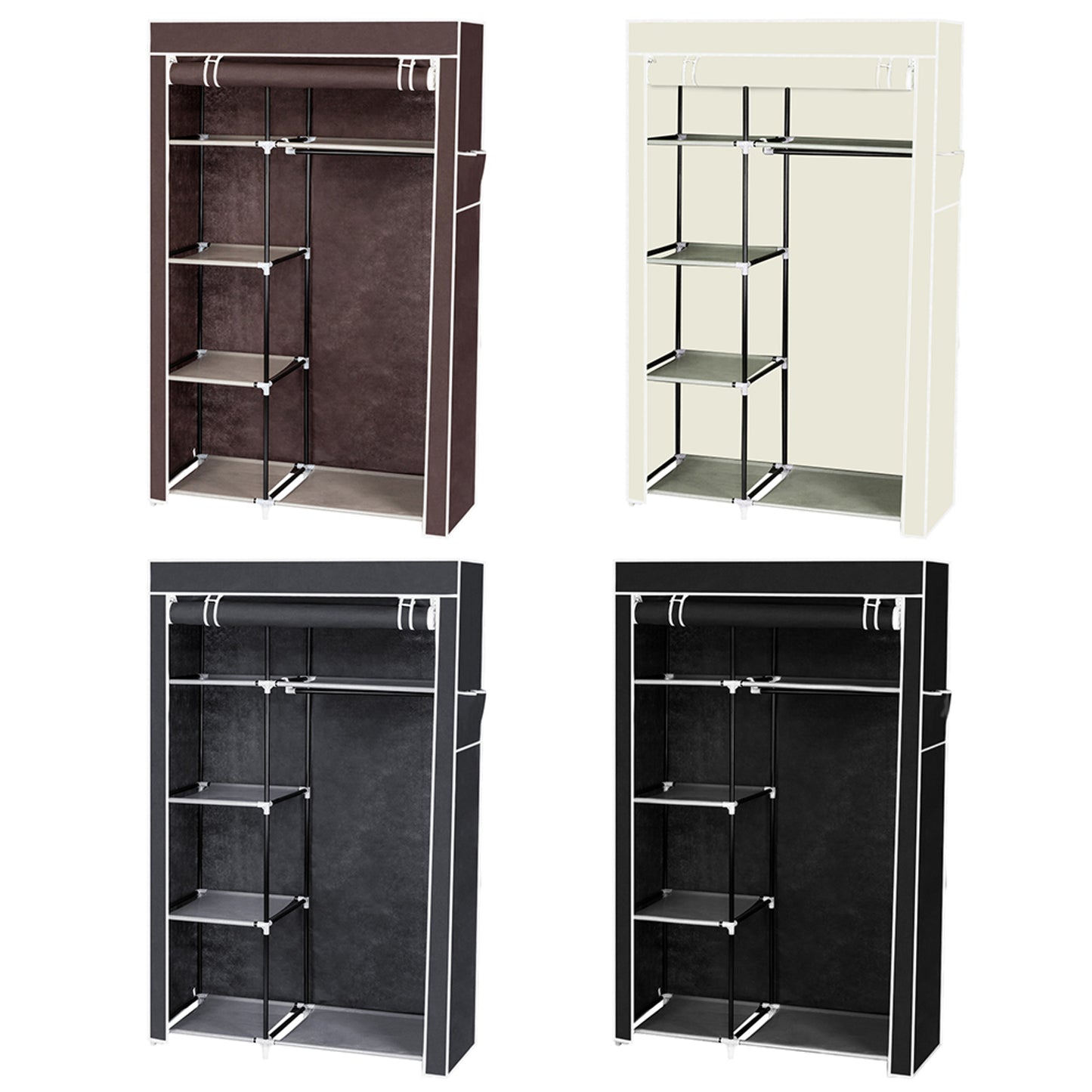 Portable Wardrobe : 64" Closet Organizer with Shelves (Gray)